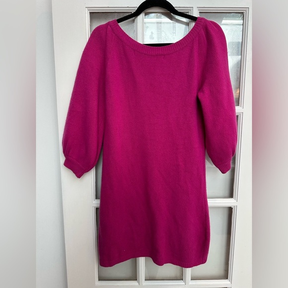 McGinn Knightsbridge Angora Wool Pink Fuchsia V-Neck Sweater Dress Size 36 US S - Picture 4 of 11